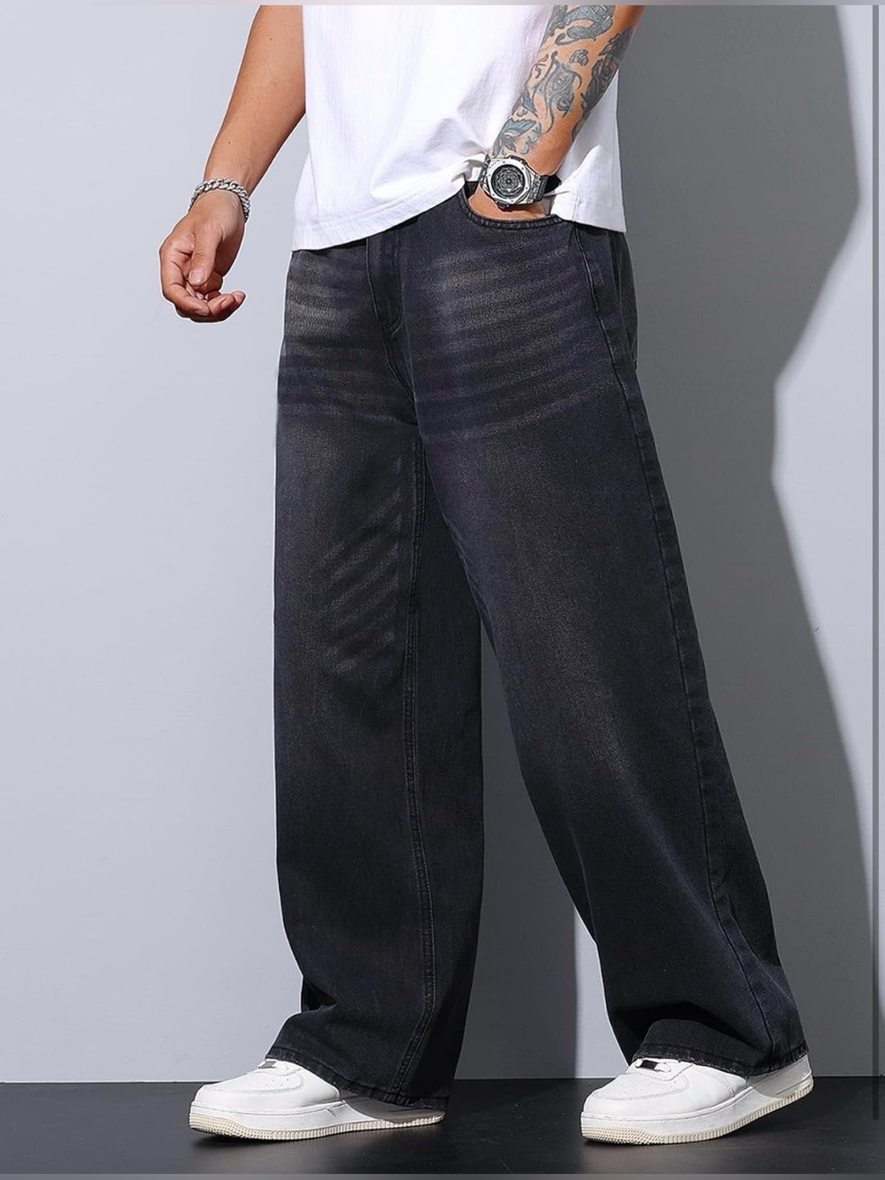 DFGIGT Mens Wide Leg Baggy Jeans